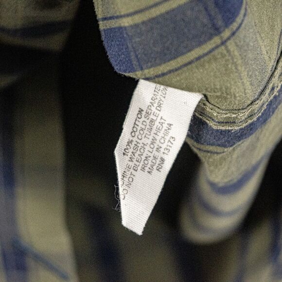 SATURDAYS Surf NYC Men's Button Down Shirt Green Blue Check Size Medium - Picture 6 of 6